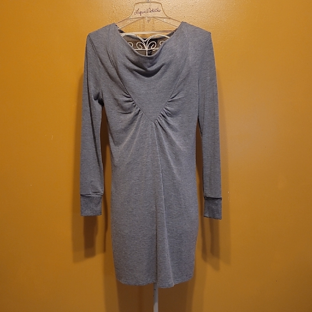 Cable & Gauge Gray Cowl Neck Ruched Dress